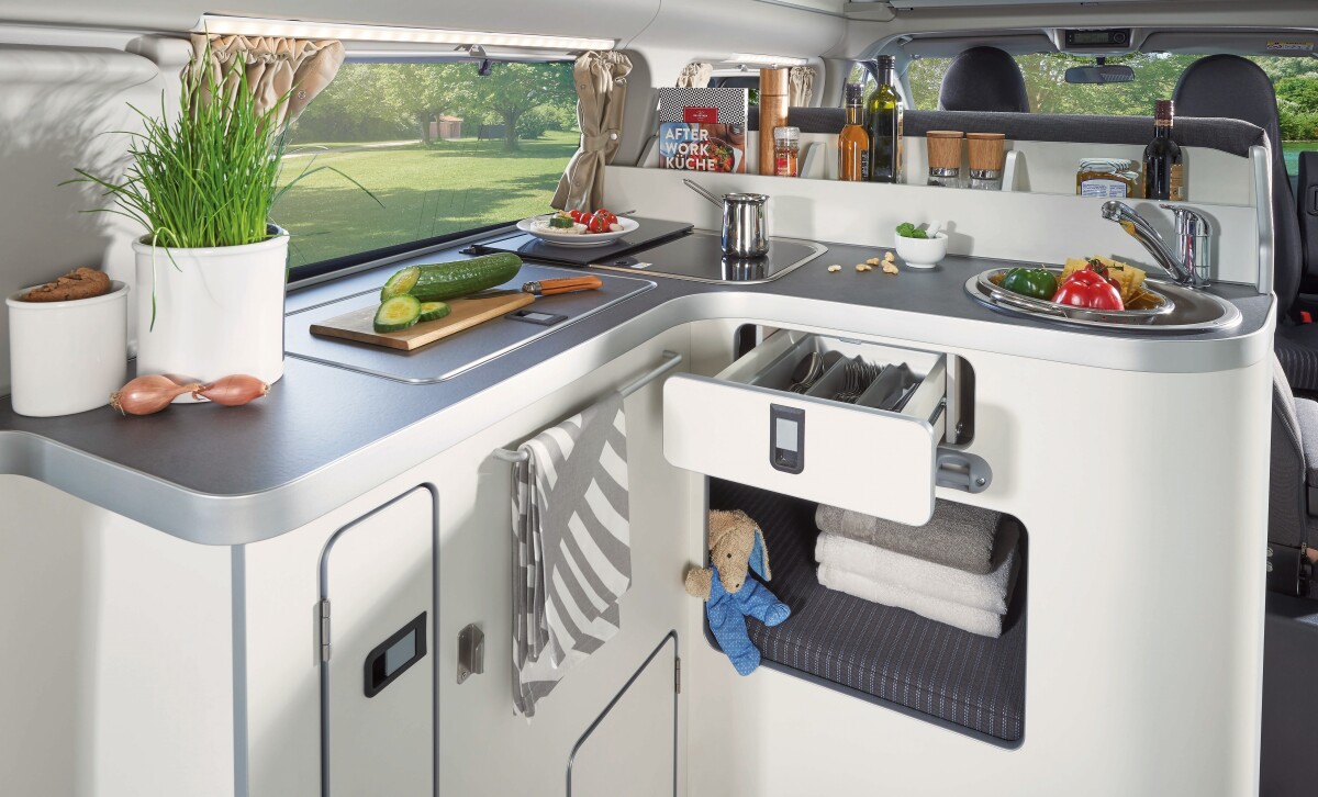 Lids extend the counter for added work space