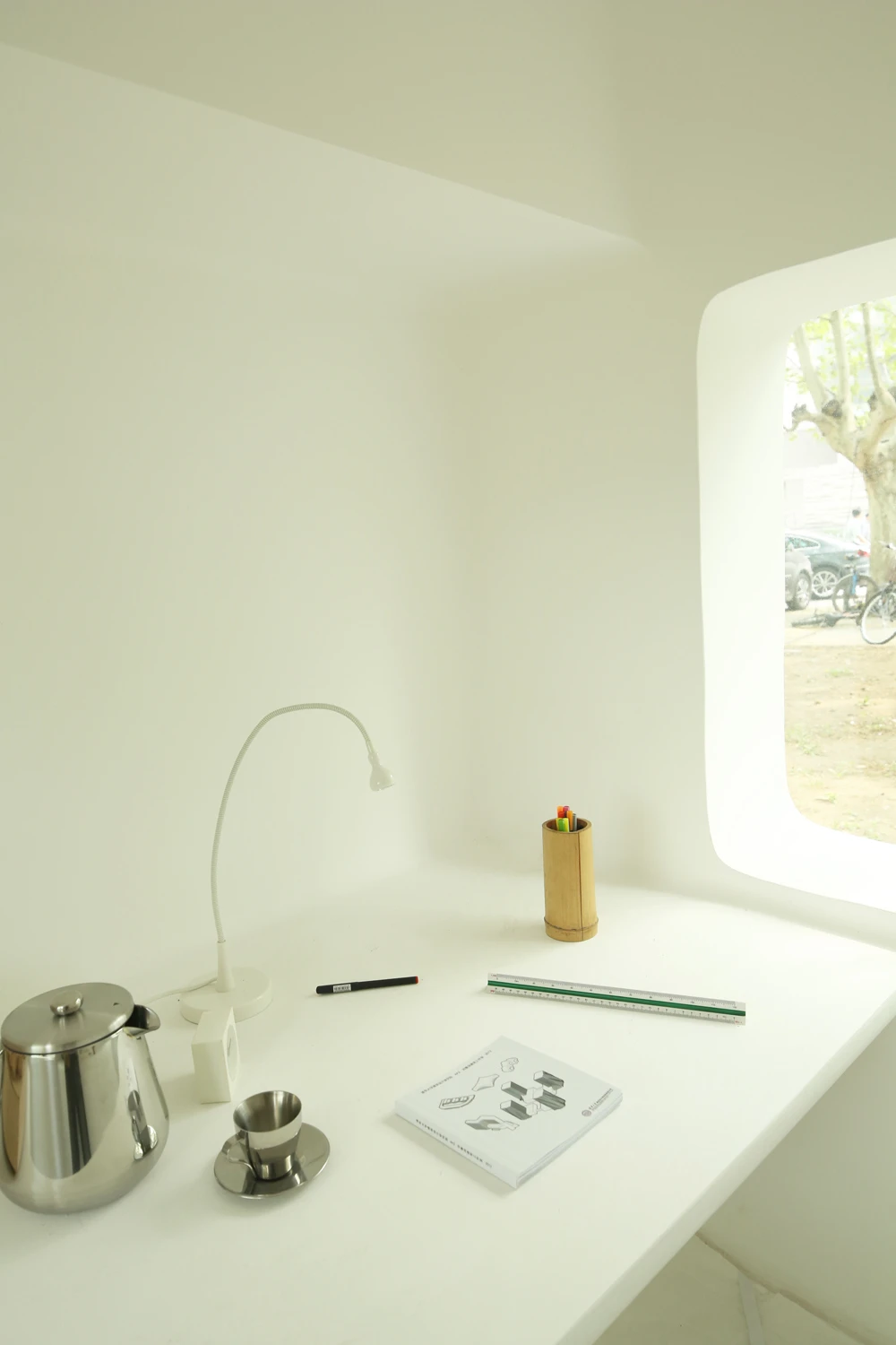 The two lower modular rooms contain the bathroom and kitchen