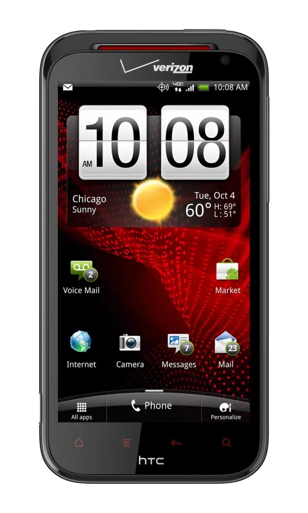 The HTC Rezound comes with a 4.3-inch Super LCD screen running 720p (1280x720) resolution