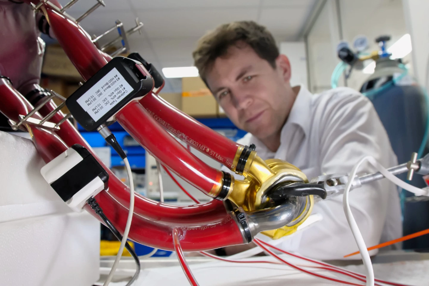BiVACOR founder and CTO Daniel Timms tests the artificial heart