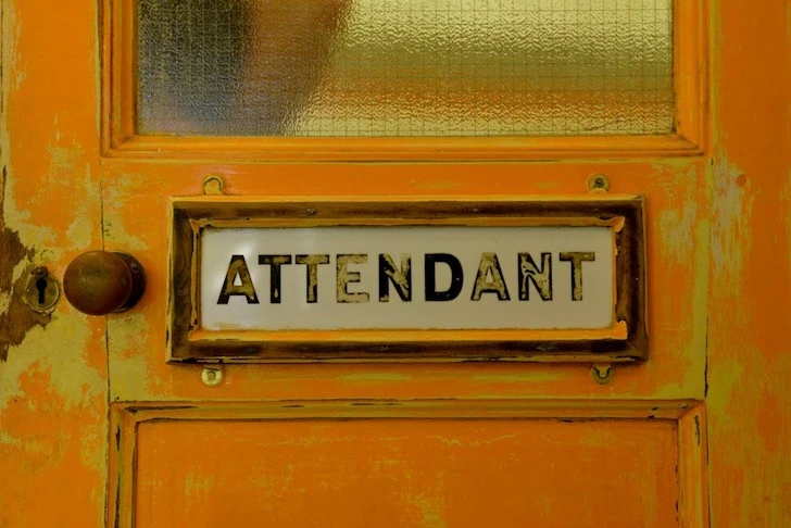 Orignal attendant office door which now leads into the small kitchen