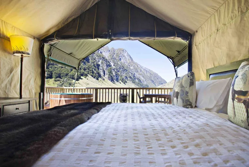 Minaret Station offers luxury glamping in the heart of the Southern Alps in New Zealand