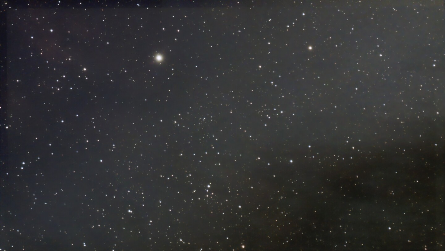 Stacked image of the Western Veil of Cygnus - shutter at 60, gain at 60, stack count 40 (image straight from Dwarf III, not edited)