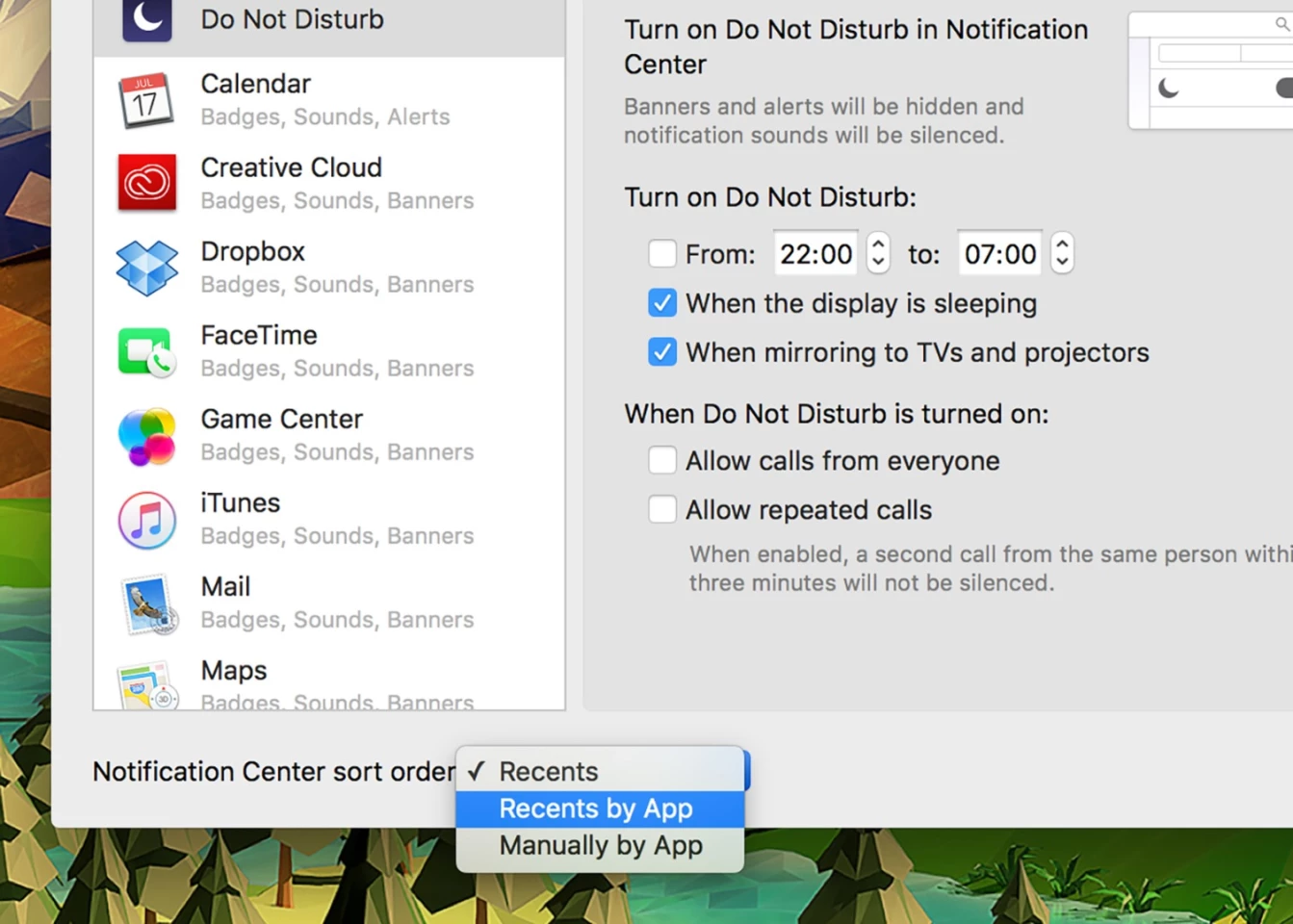 Choose how your notifications are arranged