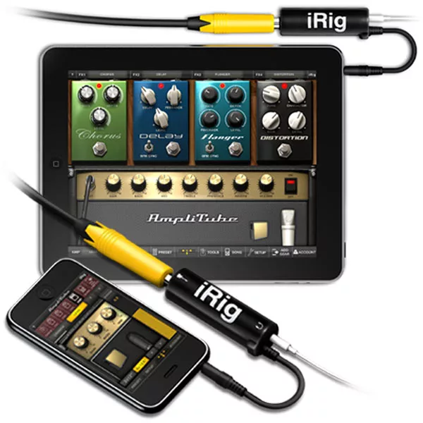 The iRig interface adapter for iPhone and iPad will be needed to use the AmpliTube app