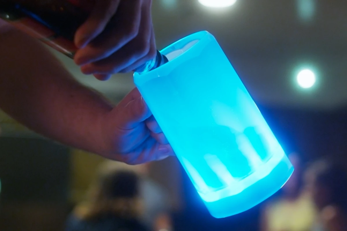 The ePint Smart Beer Mug packs sensors that activate the internal LEDs