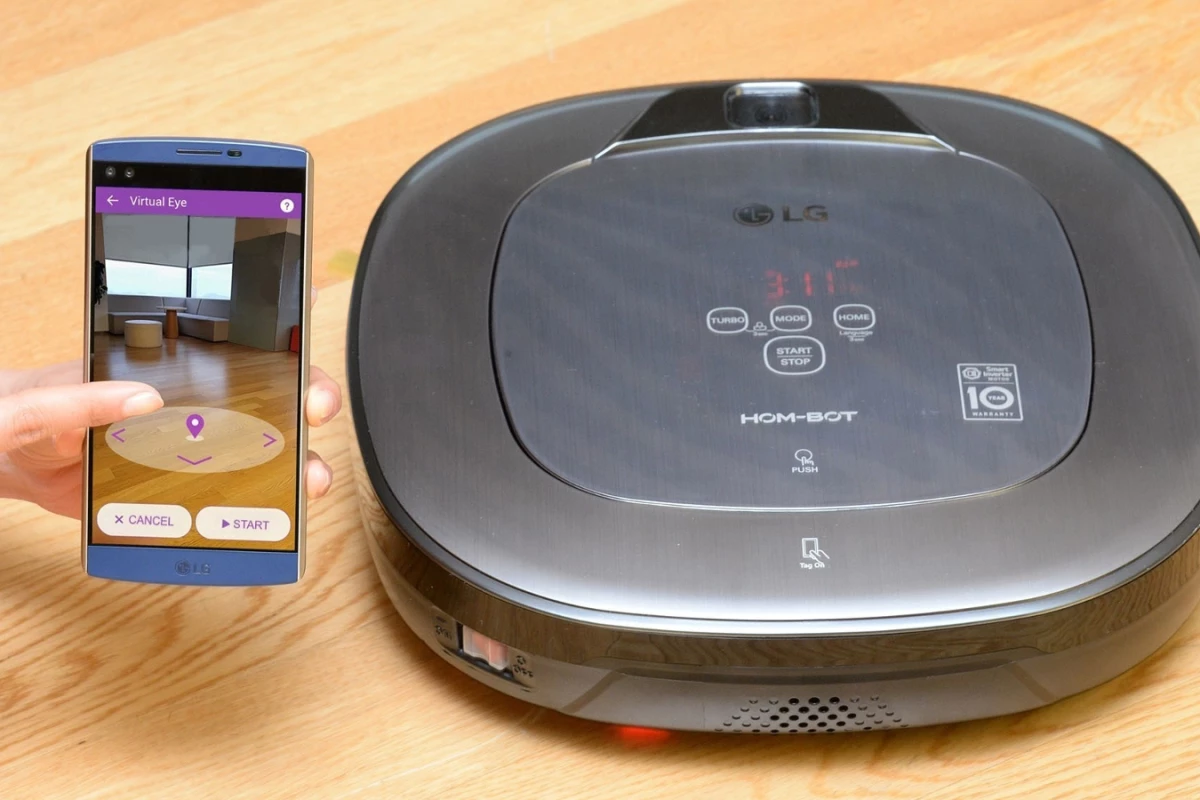 The Hom-Bot Turbo+ has a three camera set-up, and offers home security and augmented reality features