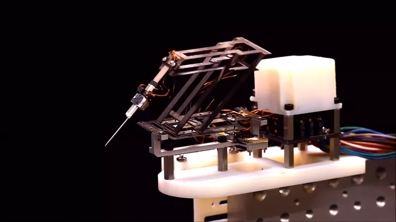 The small surgical robot developed at the Wyss Institute