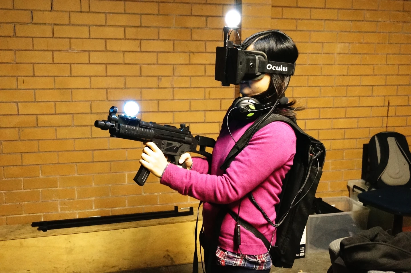 You're free to roam around the space, and markers on the ground within the world keep you aware at all times of the boundaries for safe movement (Photo: Richard Moss/Gizmag)