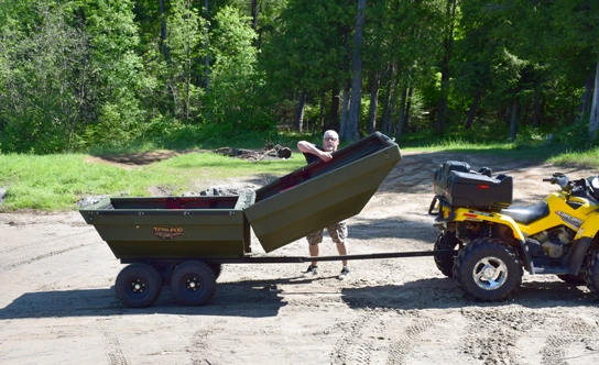 Within about a minute, the trailer flips open and creates a jon boat