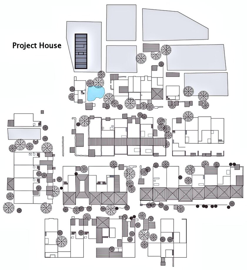 Plat map of Shijia Village, showing the project house on the outskirts of the town (Image: John Lin)