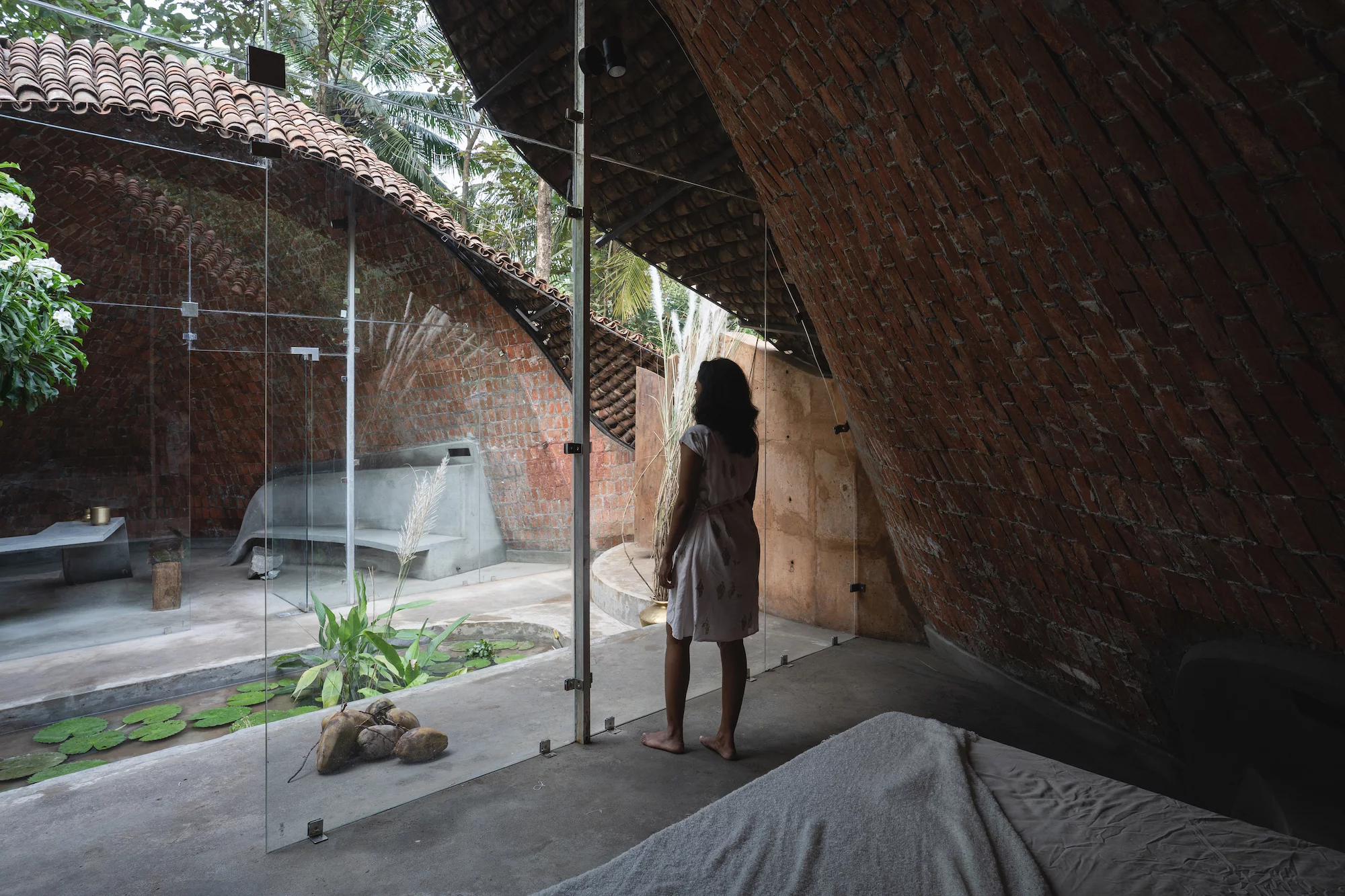 The Wendy House features one bedroom, which is on the opposite side of the courtyard to the main living area