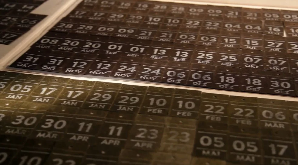 The squares of compressed tea laid out to dry before being bound together to form the Hälssen & Lyon tea calendar