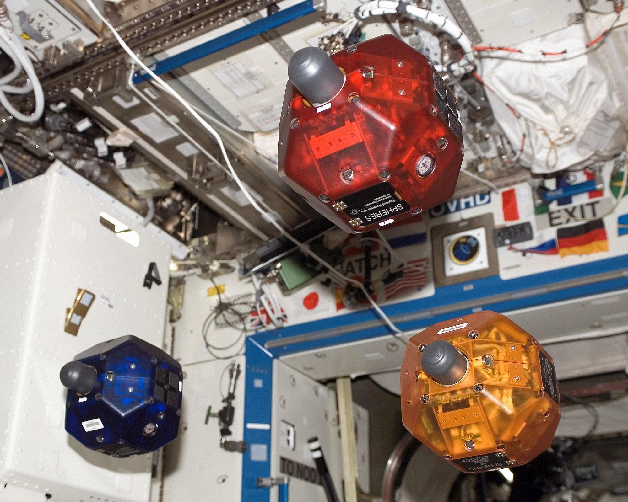 The SPHERES robots were put through a simulated follow-the-leader exercise (Image: NASA)