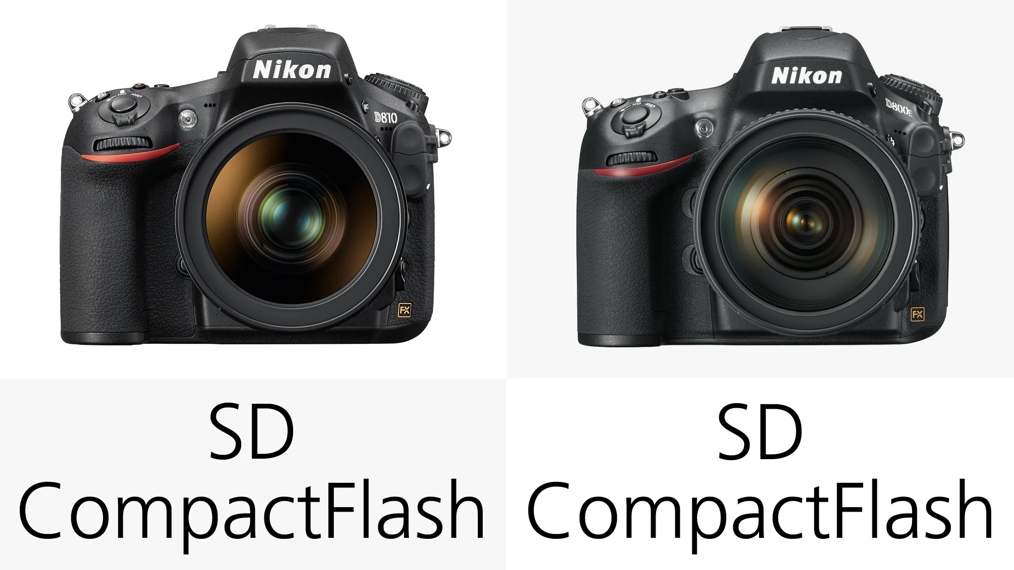With the Nikon D800/E or D810 there's the option to shoot to one SD memory card and one CompactFlash card