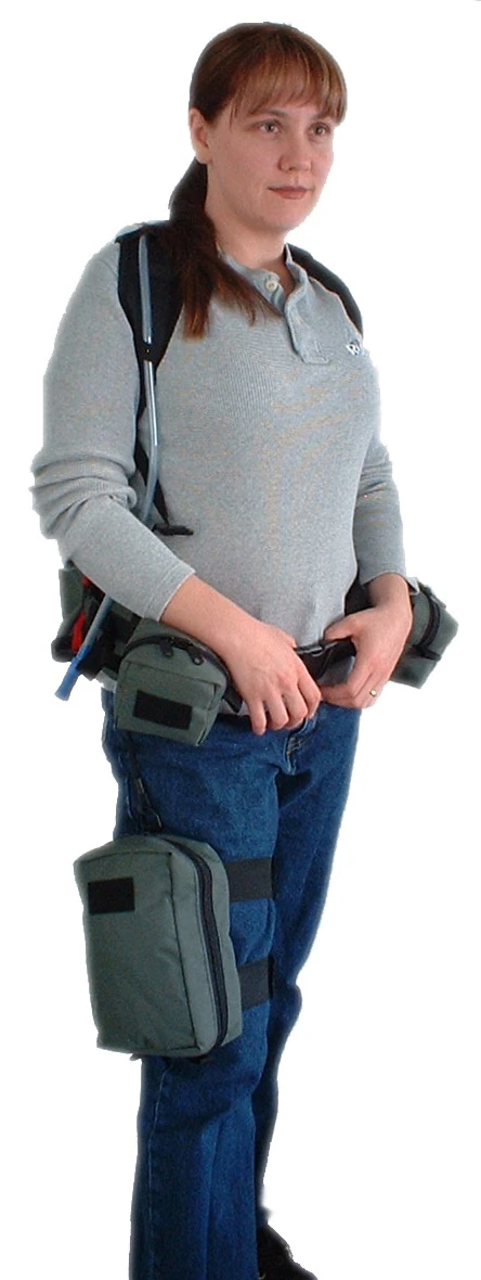The individual pouches can be worn around the waist and leg
