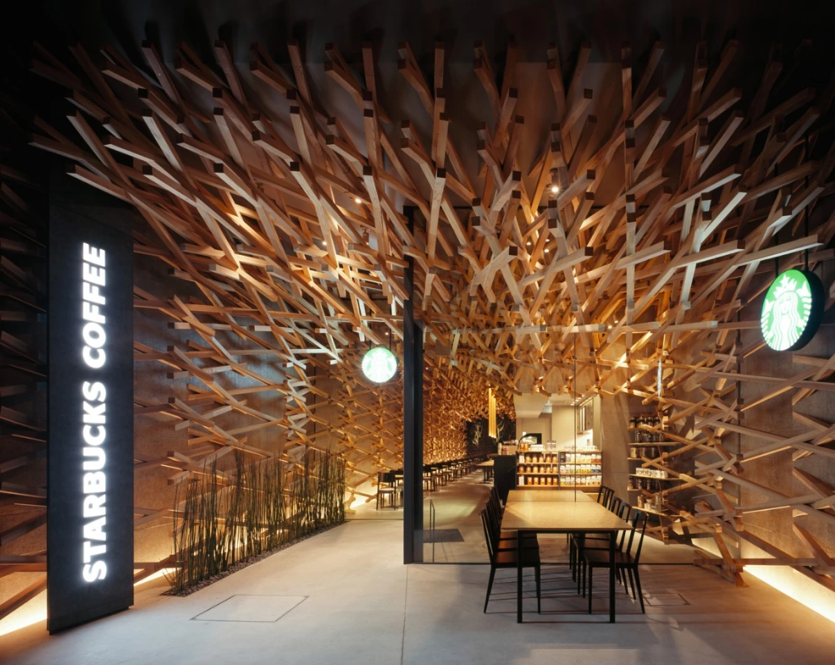 A Starbucks Coffee shop in the Tokyo suburb of Omotesando. By Kengo Kuma & Associates
