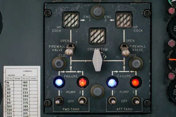 Original flight deck components, including the dashboard, roof panel switches, and foot pedals, have been retained