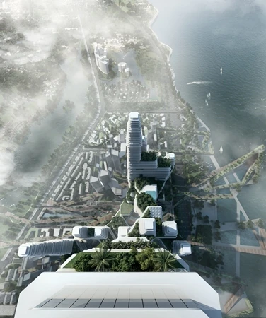 An aerial view of Cloud Citizen complex