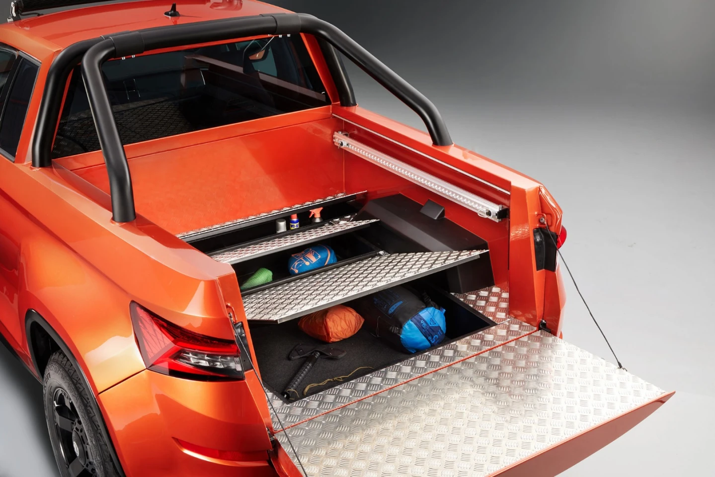 Under-bed storage in the Mountiaq pickup truck concept