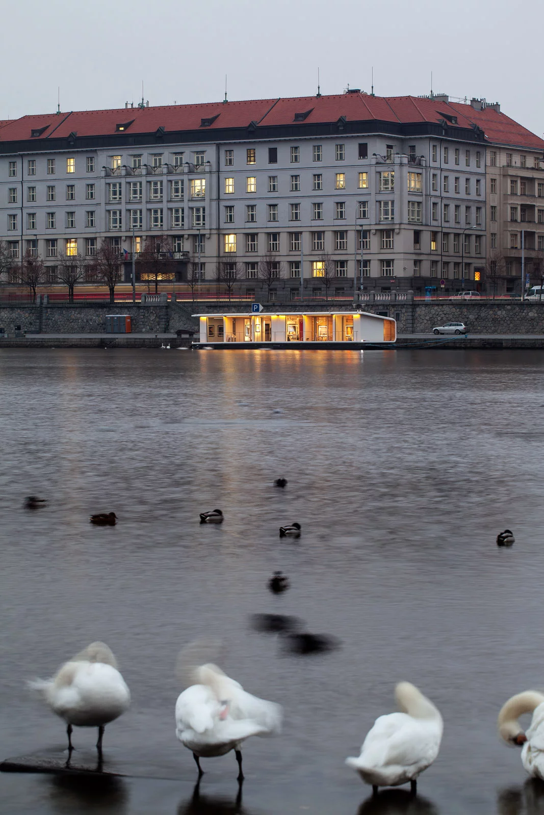 Until recently, the first prototype Port X unit was installed on the banks of Prague's Vltava River (Photo: Port X)