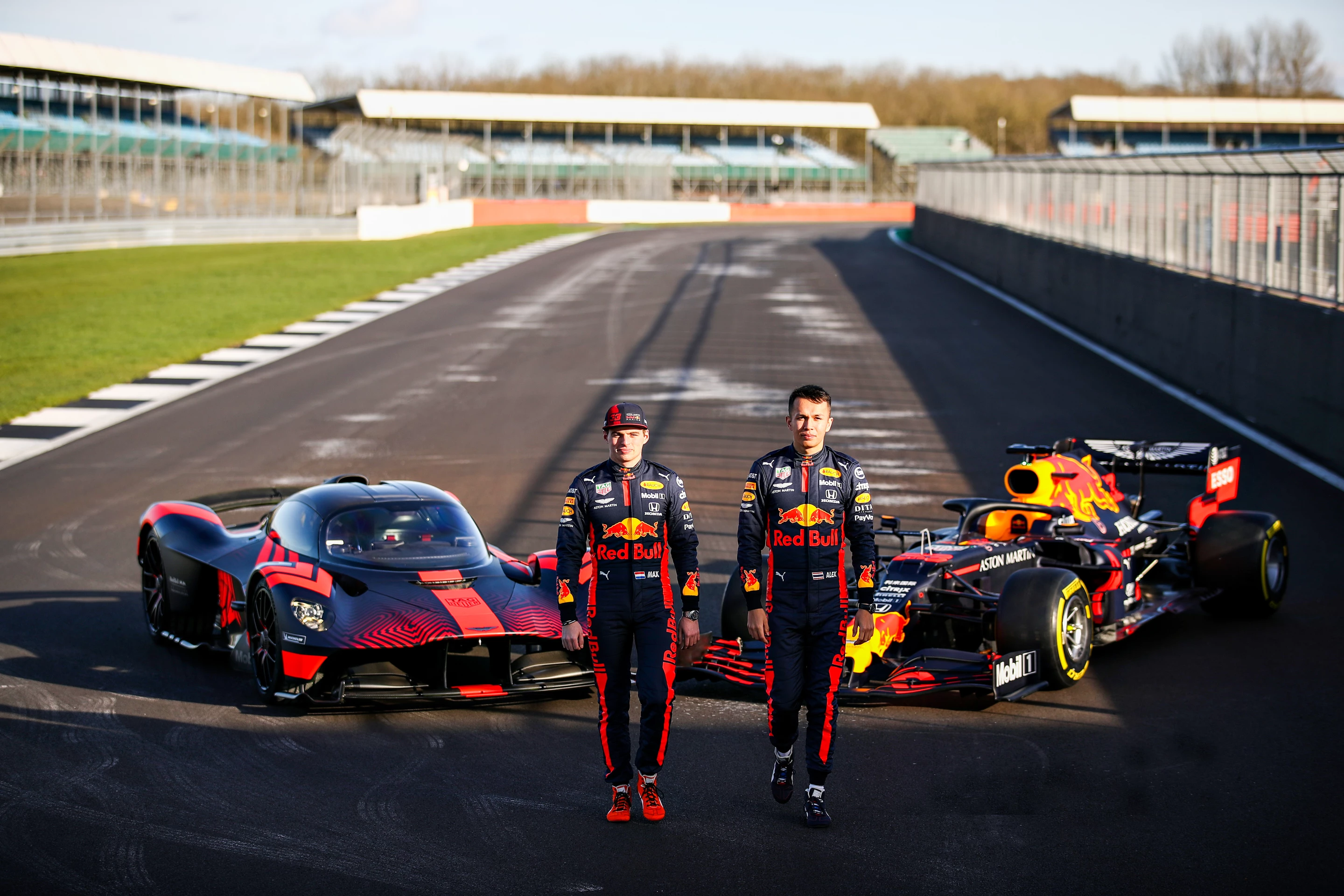 Formula One drivers Max Verstappen and Alex Albon got their first taste of the unfinished Aston Martin Valkyrie at Silverstone