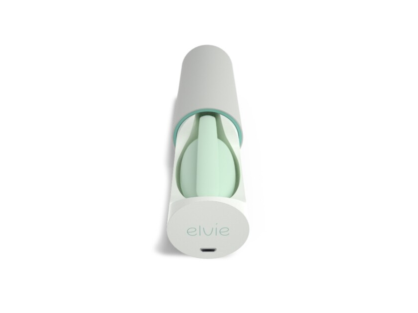 Elvie has a discrete case in which the pod can be stored and in which it is wirelessly charged