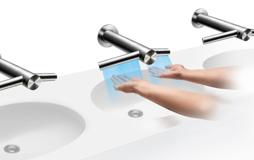 The Aiblade Tap washes and dries hands