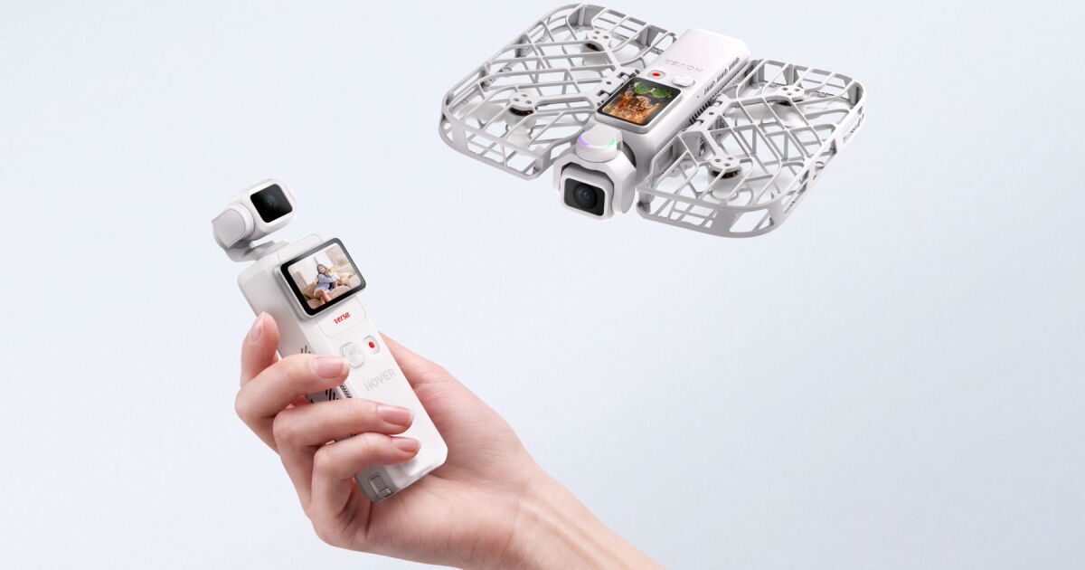 Pocket gimbal camera goes from hand to hover in seconds Pocket gimbal camera goes from hand to hover in seconds