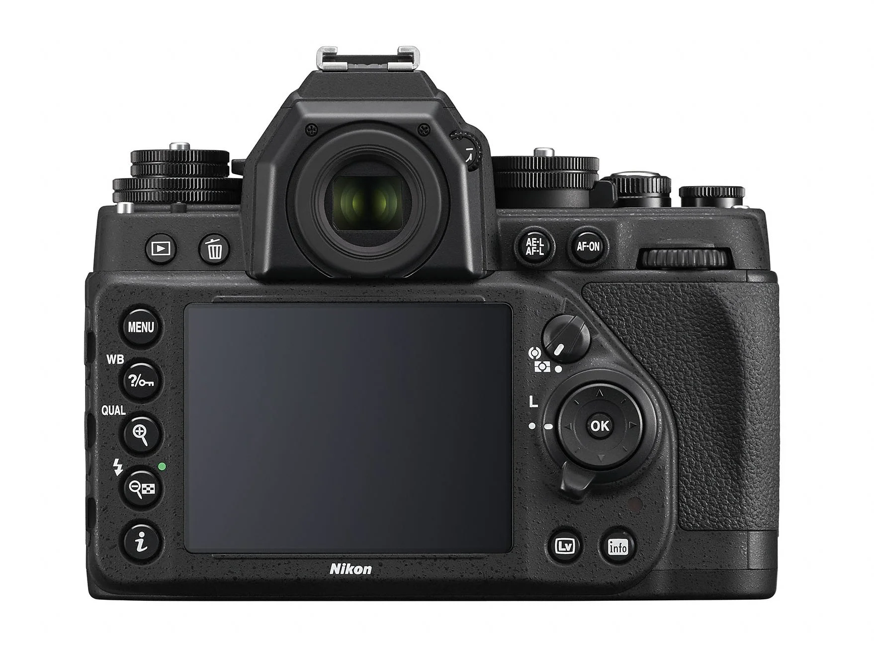 There's no video button on the back of the Nikon Df, because there's no video recording option