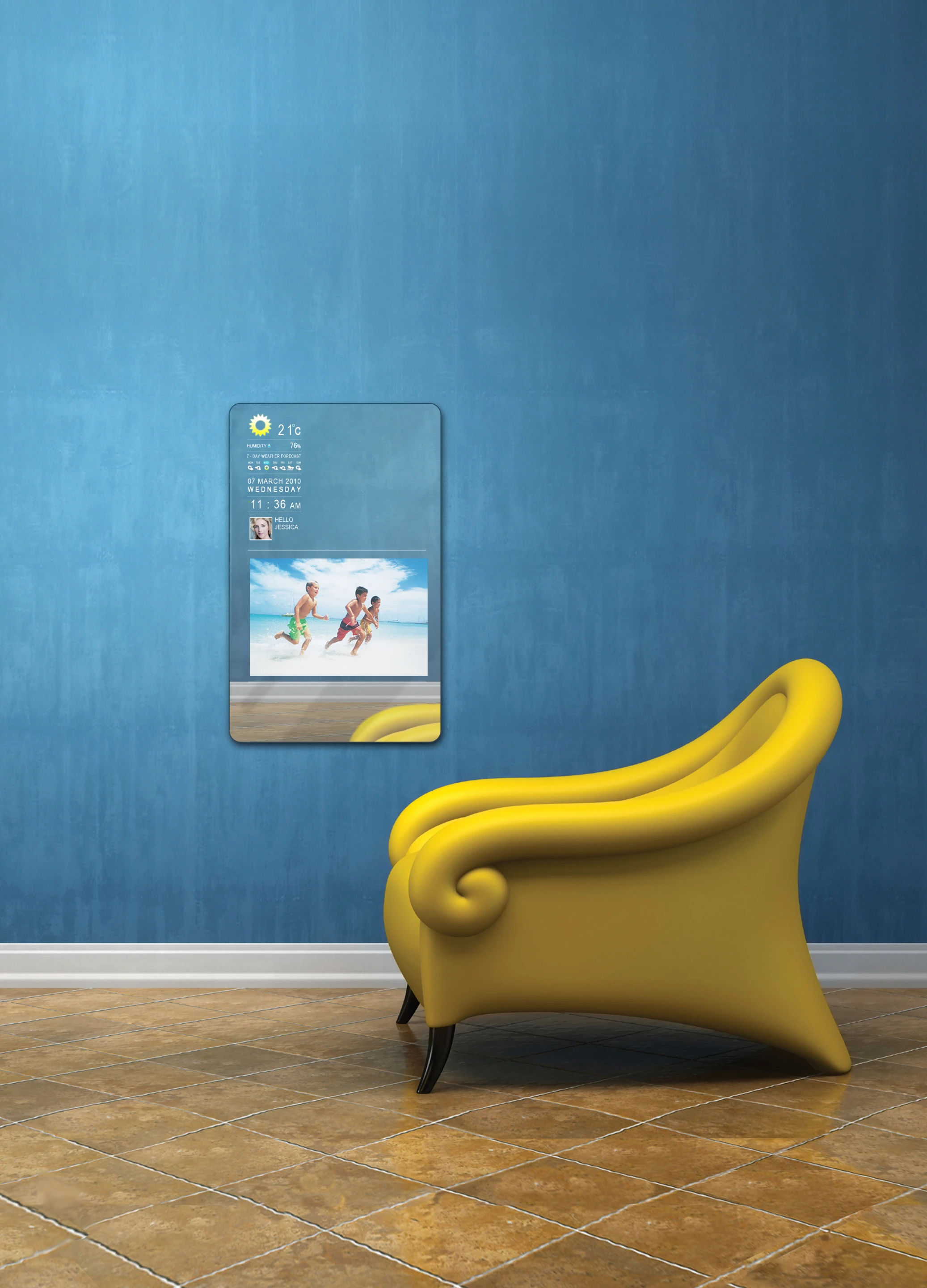 Users can stream internet TV in the living room while keeping up to date with weather and news