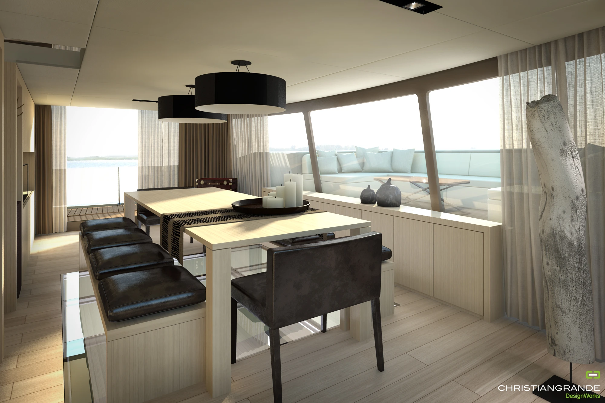 The Picchio Boat is a "sort of recreational island to be lived in, without any need to show or boast it," says Christian Grande