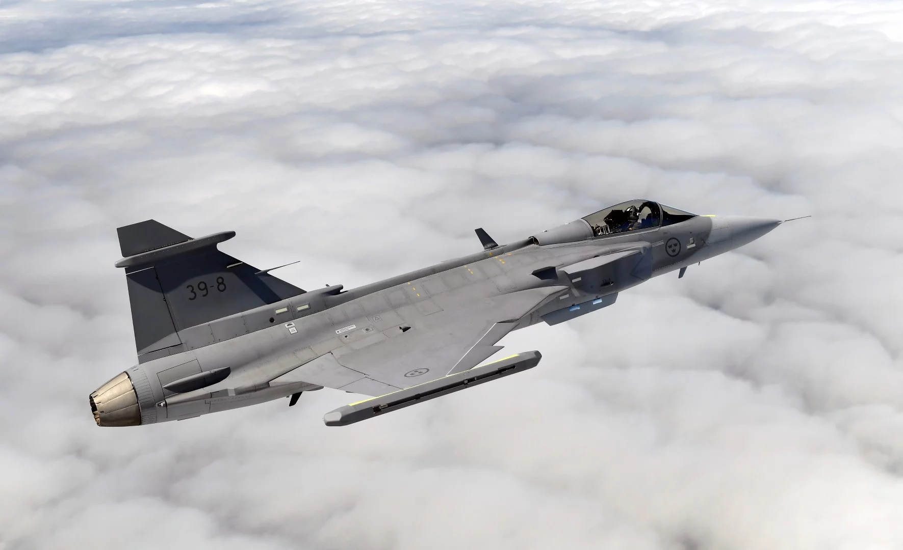 The Gripen E went supersonic for the first time during a test flight over the Baltic Sea