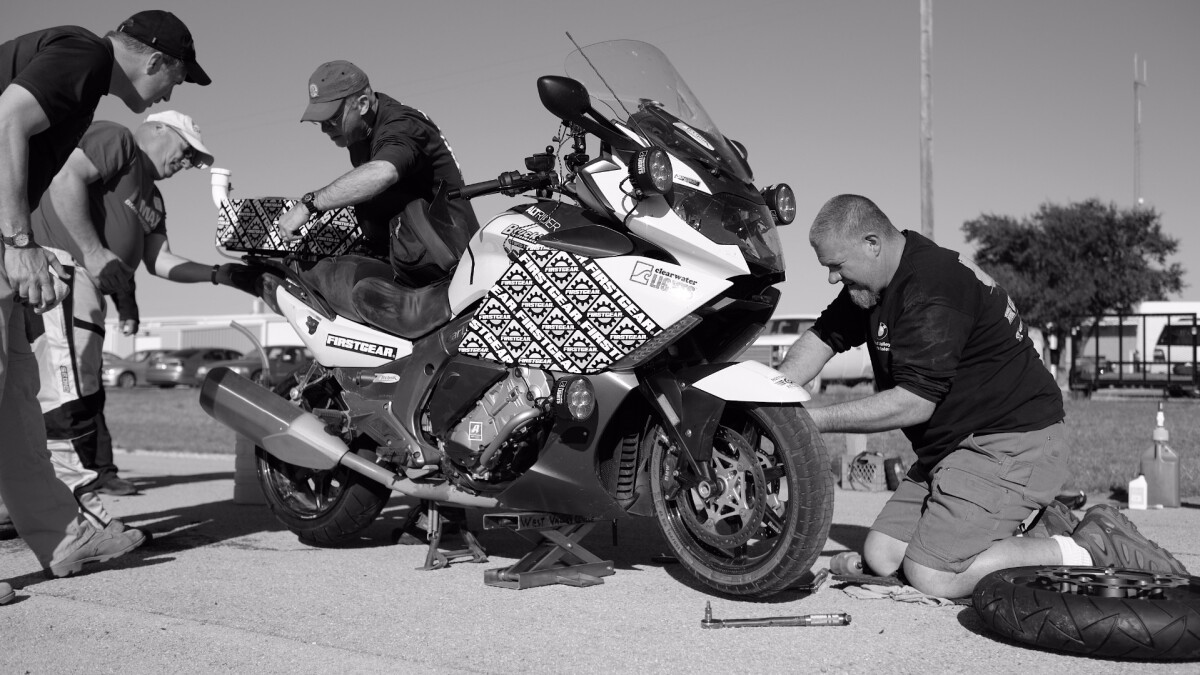 Another tire change: Reese destroyed two front and four rear tires in the 24-hour attempt
