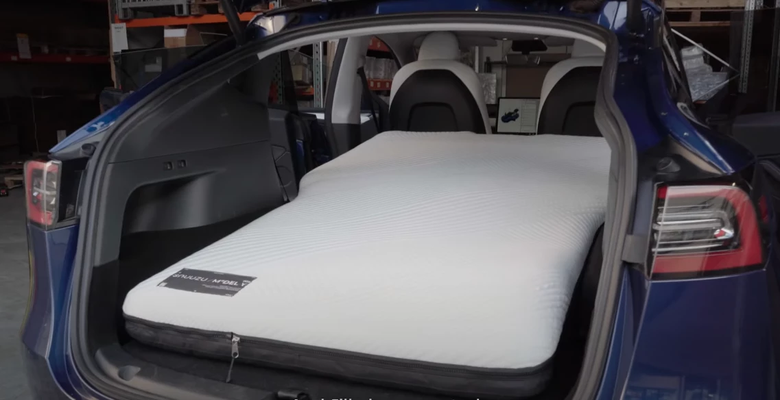 The Snuuzu mattress is tailor-fit to the Tesla Model Y and 3, using a multilayered construction to boost comfort