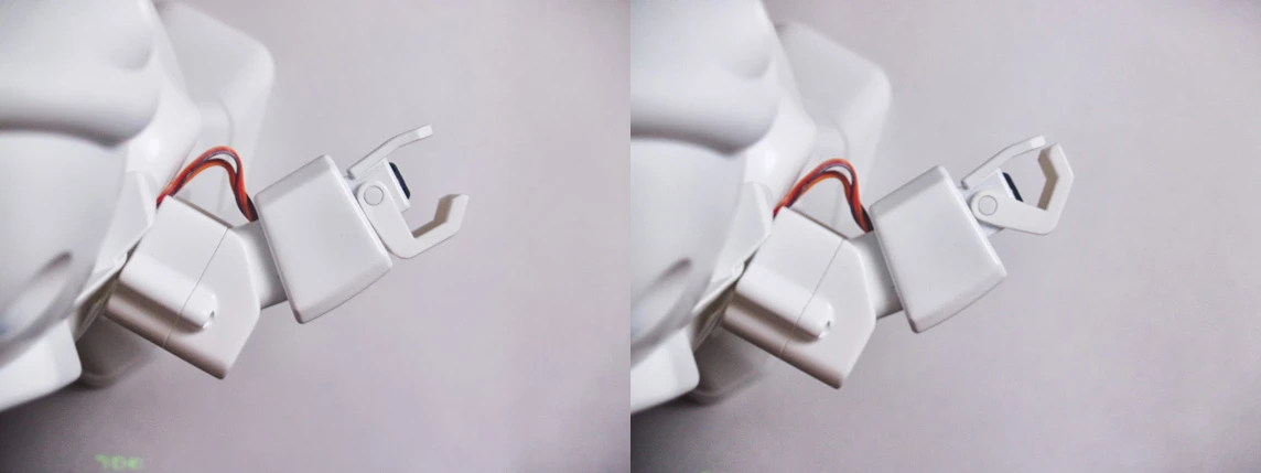RAPIRO's gripper hands can open and close to grab light objects