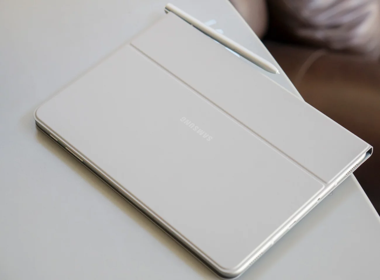 Galaxy Tab S3 folded in its keyboard case (sold separately)