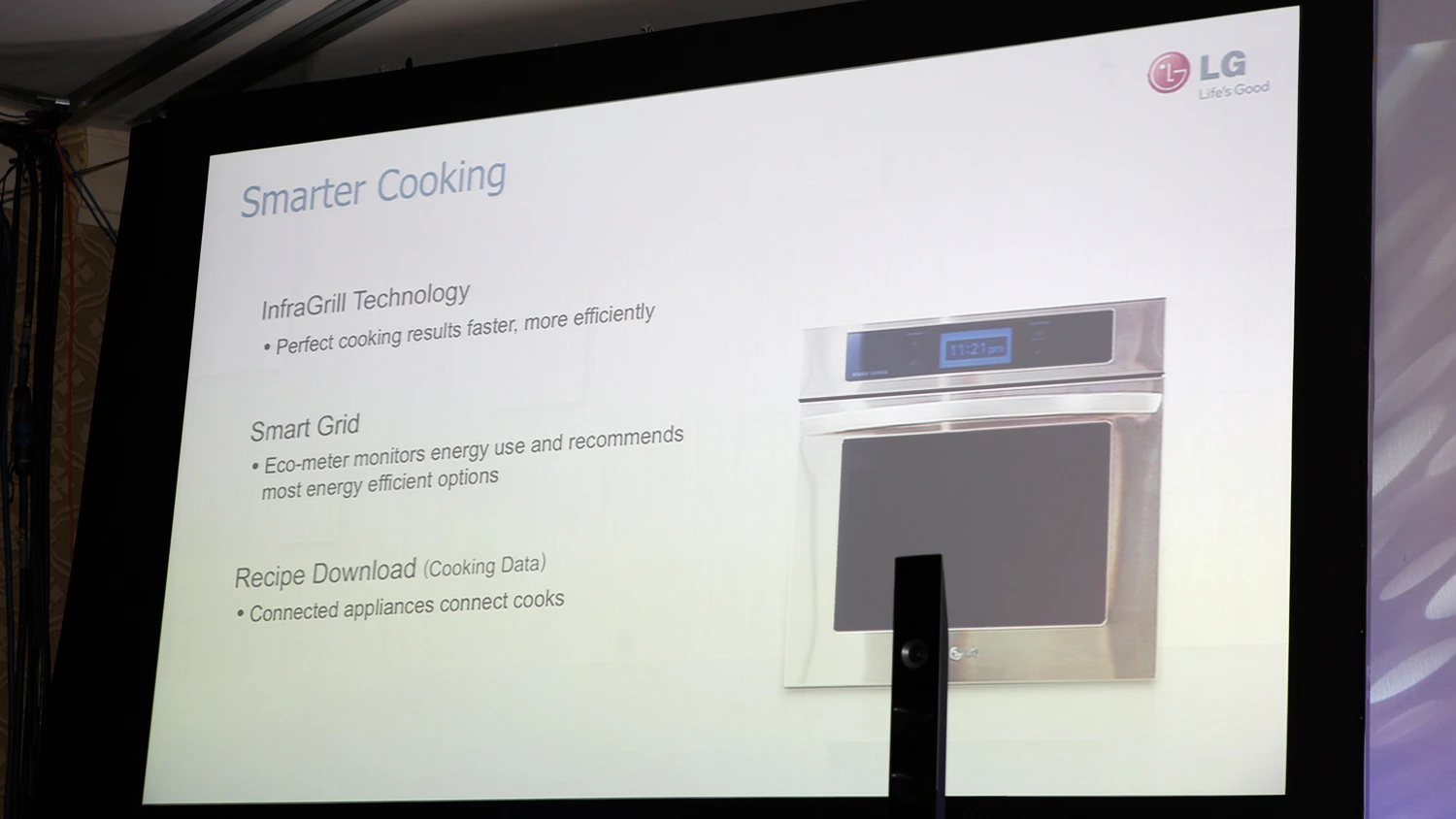 LG THINQ technology is available for LG refrigerators, ovens, and washers