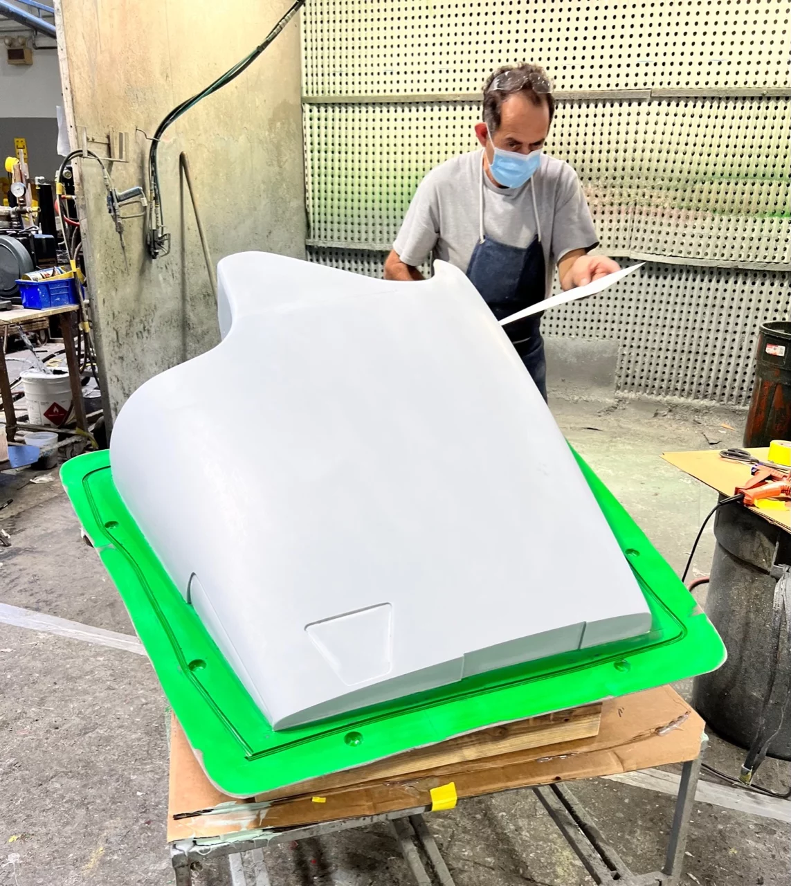 Lightning and Corbin are partnering to create a high-speed Bonneville fairing. Pictured: part of the tail