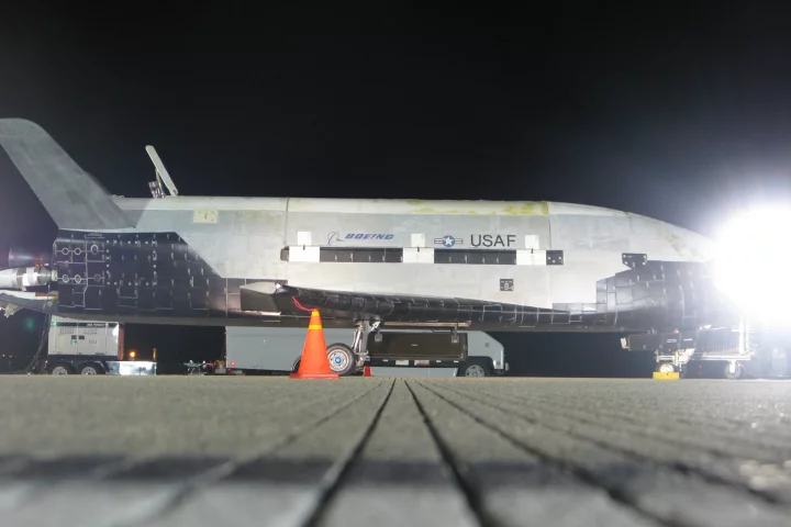 The X-37B after landing on Dec. 3 (Boeing photo)