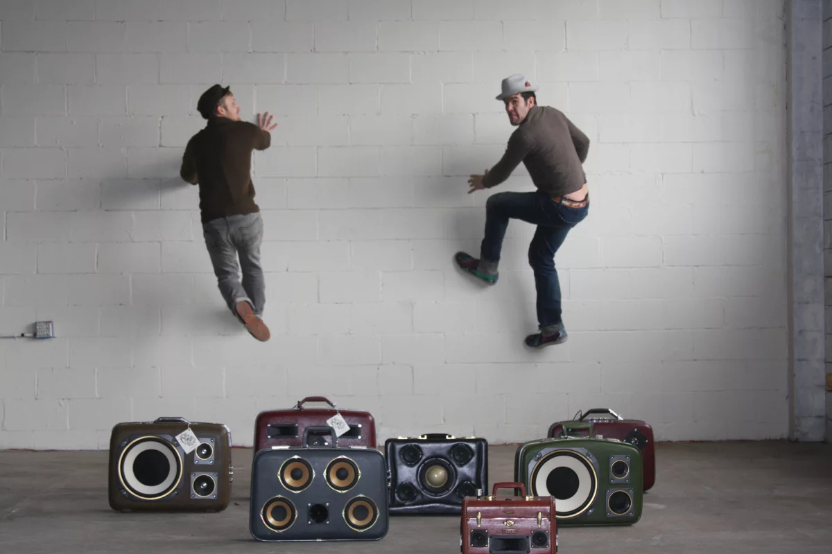 Brothers Ezra and Alex Cimino-Hurt marry classic electronics with vintage luggage to produce stunning, hand-built, one-of-a-kind Case of Bass portable sound systems