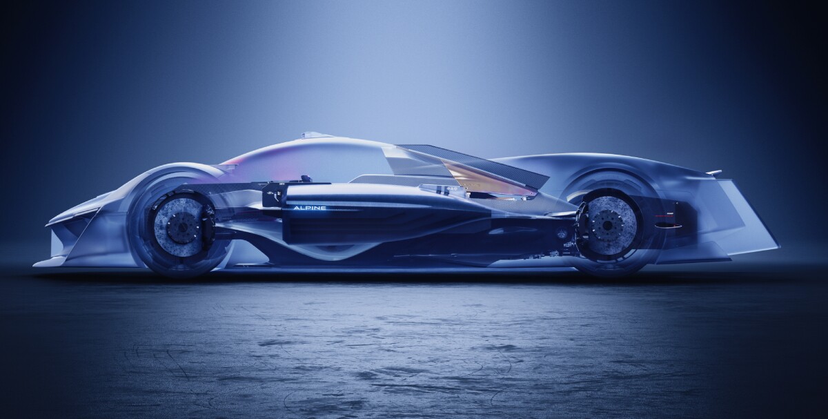 Teardrop tanks hold hydrogen gas as fuel on either side of the cabin