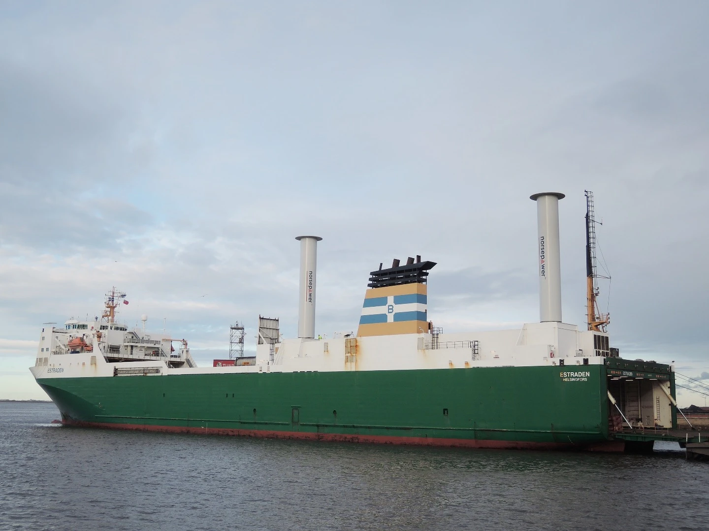 One of Norsepower’s early tests of the rotorsail technology, the MS Estraden