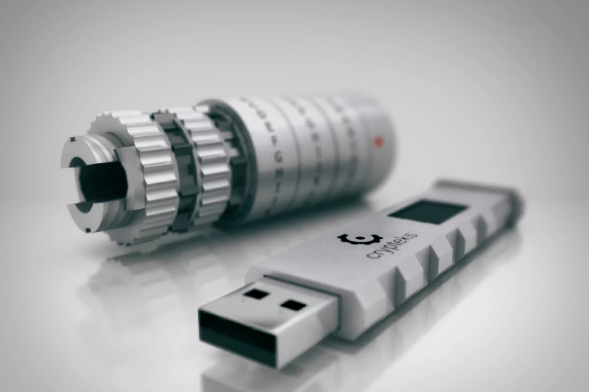 Crypteks USB storage is physically locked inside its aluminum housing, encrypted with a user-created password