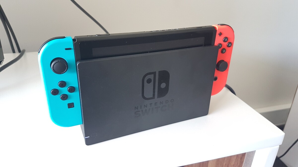 The Nintendo Switch can slide into a dock to display on a TV screen