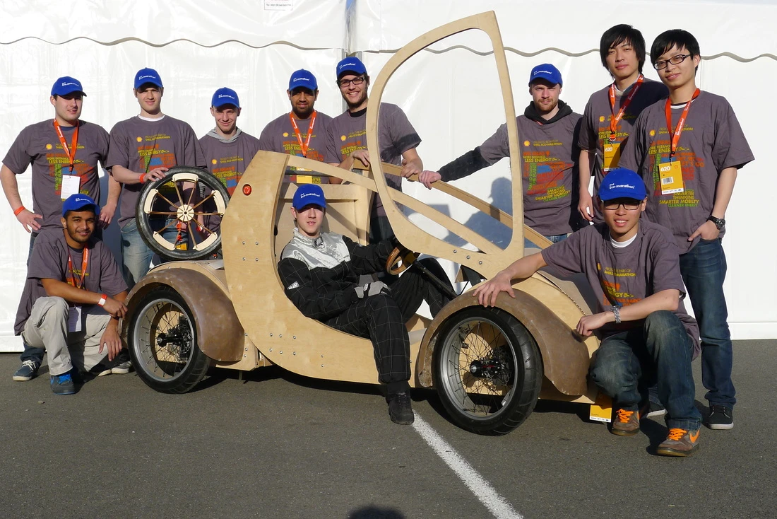 Aston University's hydrogen-fueled, flat-pack cardboard and plywood creation