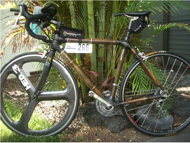 A client's Calfee Design Bamboo triathlon bike