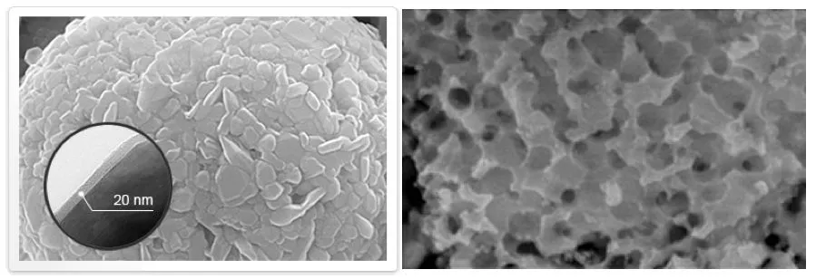 Close-up images of Envia's HCMR cathode (left) and its silicon-carbon nanocomposite anode