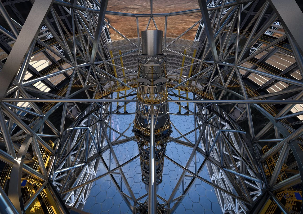 An artist's rendition of the 39 m (128 ft) primary mirror inside the E-ELT