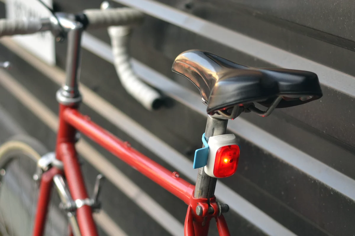 The Velodroom bicycle tail light automatically turns on and off, adjusts its brightness, and doubles as a brake light